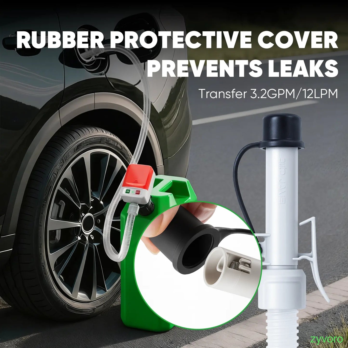 Portable Auto Fuel Transfer Pump Auto-Stop 3.2GPM