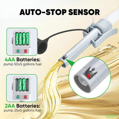 Portable Auto Fuel Transfer Pump Auto-Stop 3.2GPM