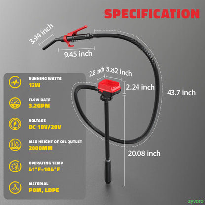 3.2 GPM Portable Electric Gasoline Can Pump with 51-inch Hose and 3 Adapters