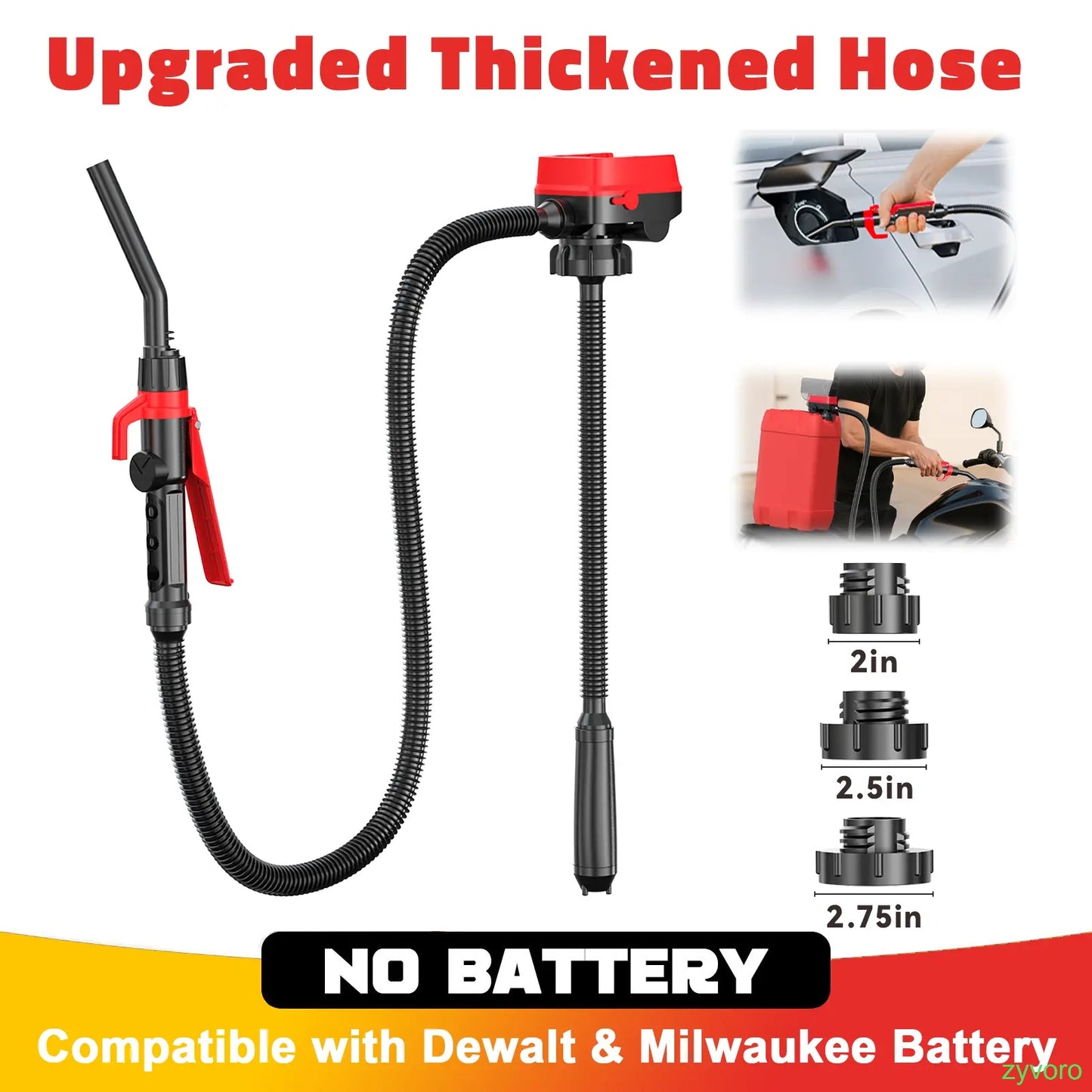 3.2 GPM Portable Electric Gasoline Can Pump with 51-inch Hose and 3 Adapters